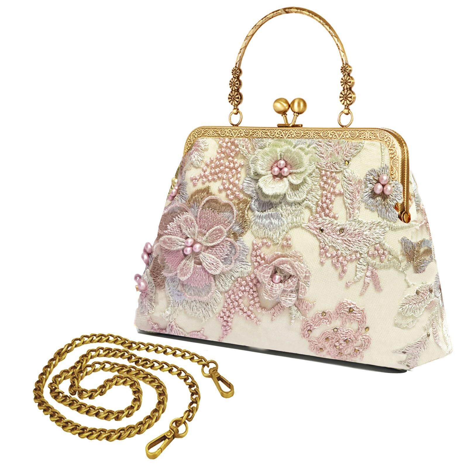 7983 Evening Handbags Floral Purse Vintage Kiss Lock Purses And Handbags
